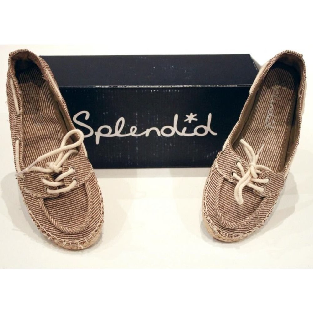 SPLENDID Racy Coconut RAILRAOD Tie CANVAS Stripe SHOES Flats 6